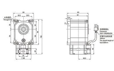 Motorreductor de ángulo recto de CC sin escobillas 60mm 60W