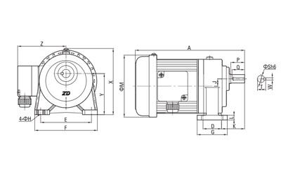 Motorreductor de CA pequeño 100W/200W